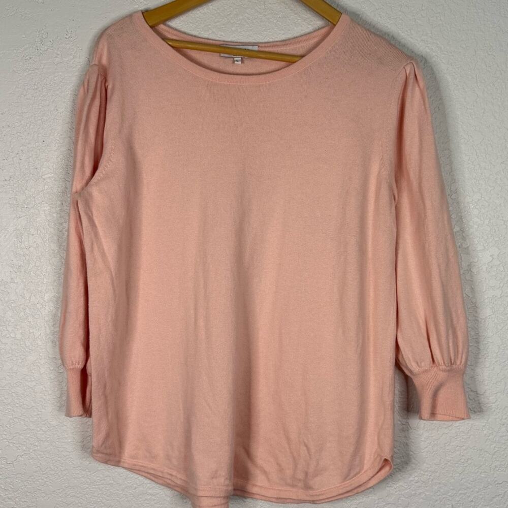 J Society Light pink cotton crewneck sweater Pleated sleeve detail Balletcore